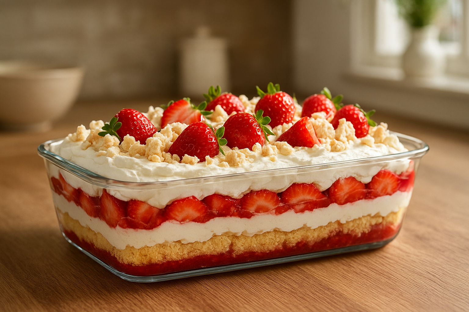 Pavê de Morango com Geleia, Chantilly e Suspiro para Geladeira
