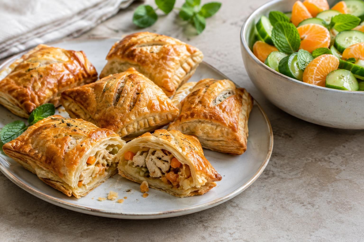 Folhadinhos crocantes com salada de tangerina: receita para servir como entrada
